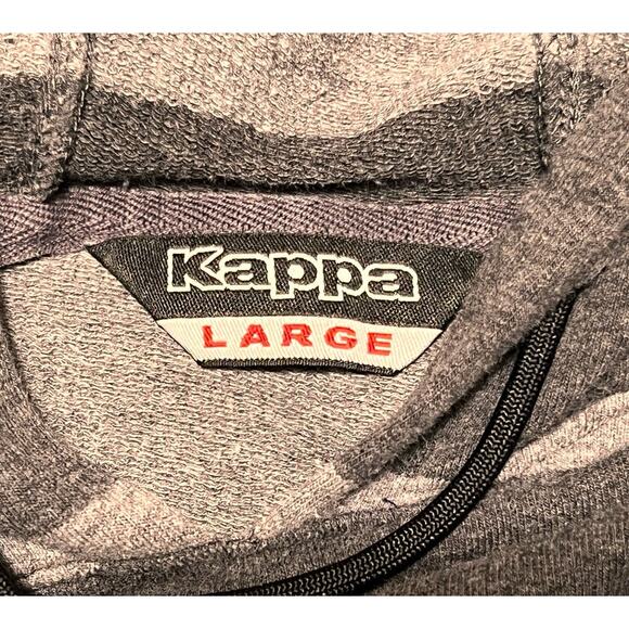 Kappa Pullover Hoodie Size L Two Tone Gray Stripe Pink Glitter Logo Cozy Lounge - Picture 3 of 10